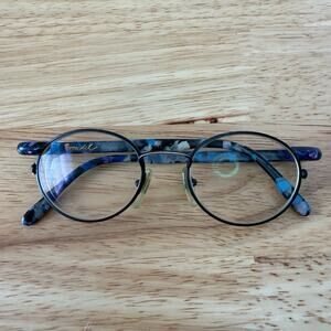 Brendel Round Eyeglasses Frames Germany Blue Marble Tortoise Vintage 49[]19